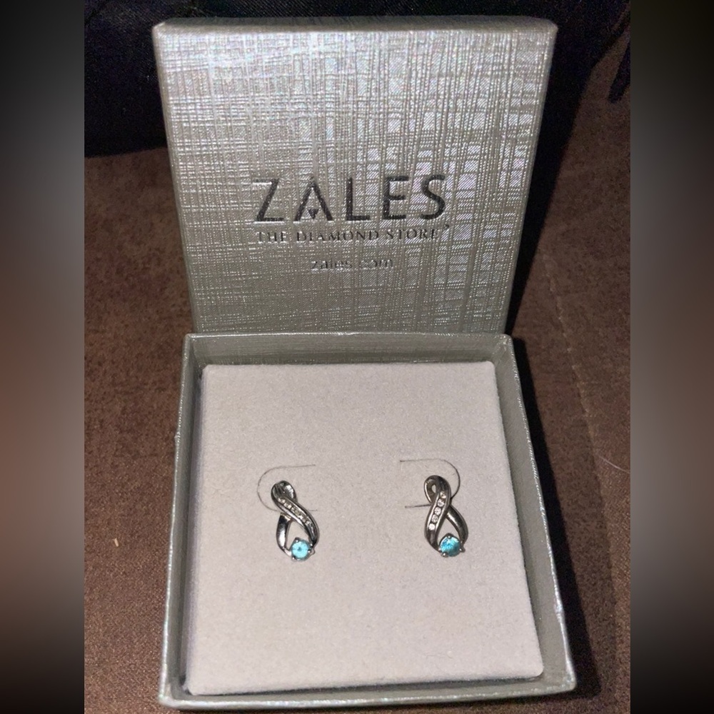 Zales Infinity Diamond Blue Topaz Earrings